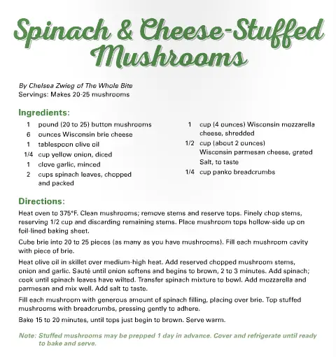 recipe for spinach stuffed mushrooms