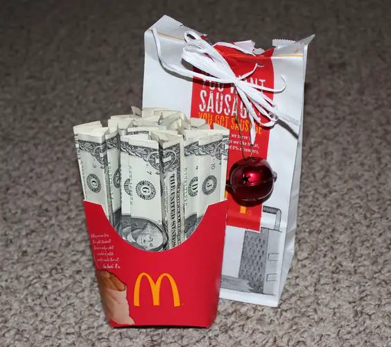 Cute and funny DIY idea for  giving cash money as a Christmas gift.  More easy ideas on this page.