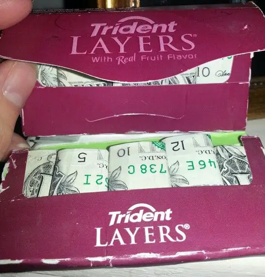 Cute DIY idea for giving cash money as a gift - put it inside a gum package!