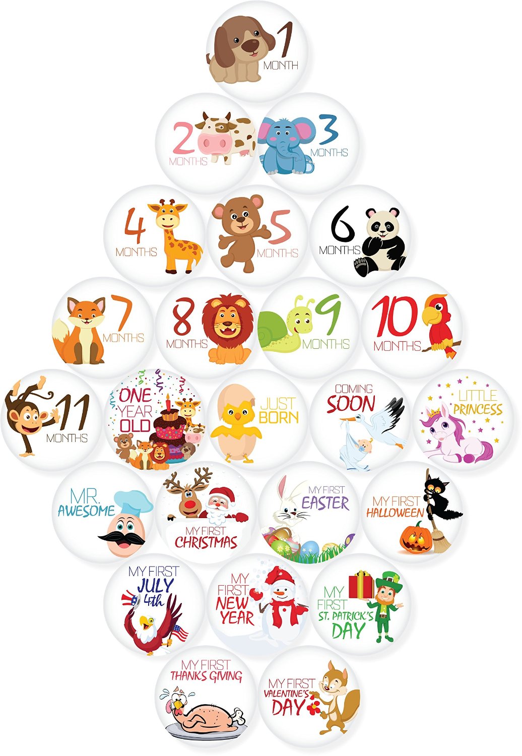 Very cute baby month stickers - put these on your child for a picture each month to show their growth.