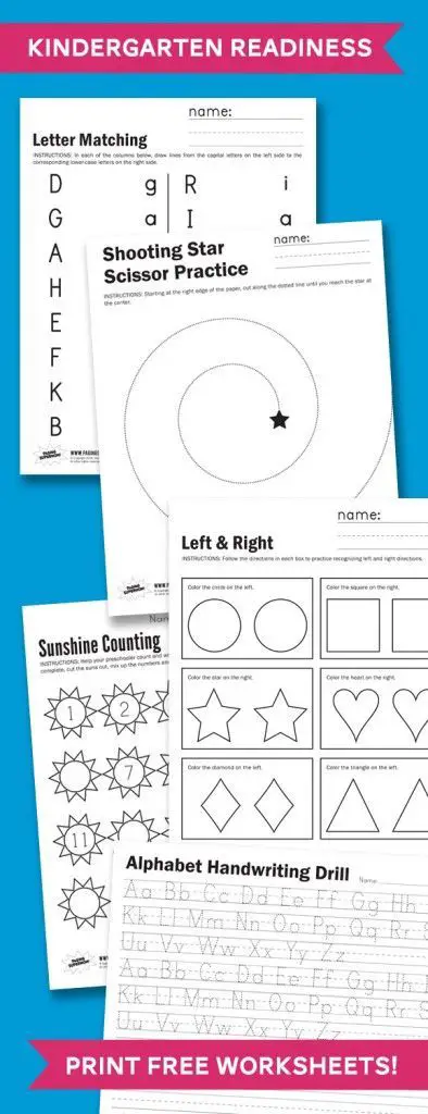 kindergarten readiness free printable worksheets - Ready For Kindergarten