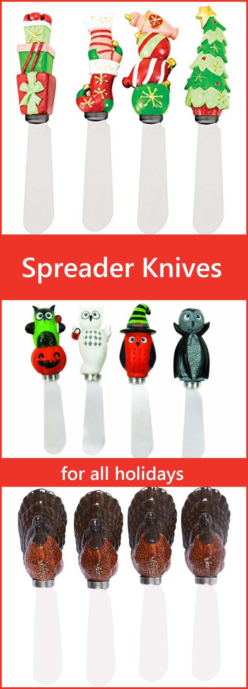 Butter Spreaders Cheese Knife Sets - Unique and fun for all holidays, parties, and more. Great gift idea.