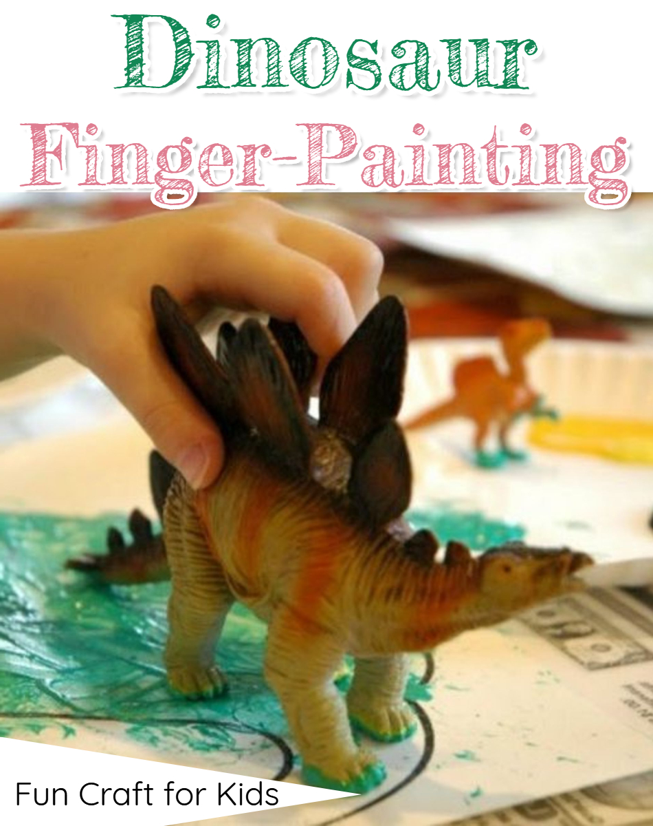 Fun finger-painting craft activity for kids - paint with dinosaurs