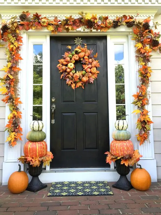 Where to find each item to copy this Fall front porch decorating idea at home.