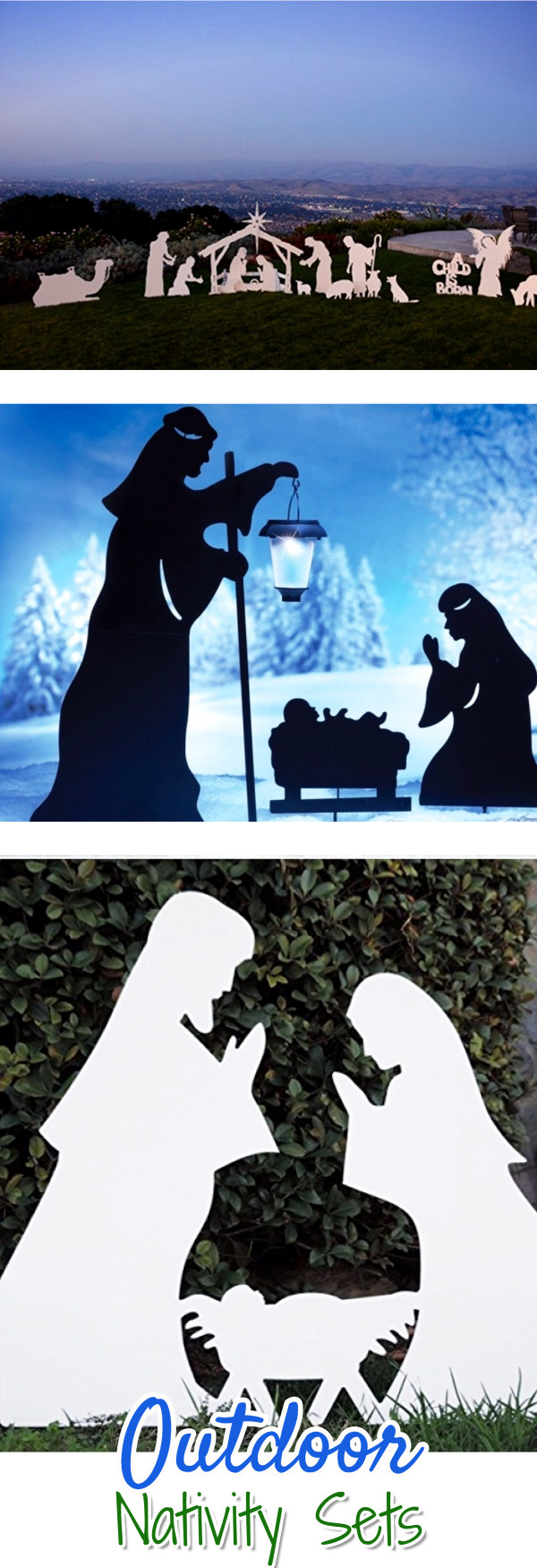 Outdoor Nativity Scene Ideas for Your yard.  Decorate outdoors this Christmas with one of these gorgeous Outdoor Nativity Scenes