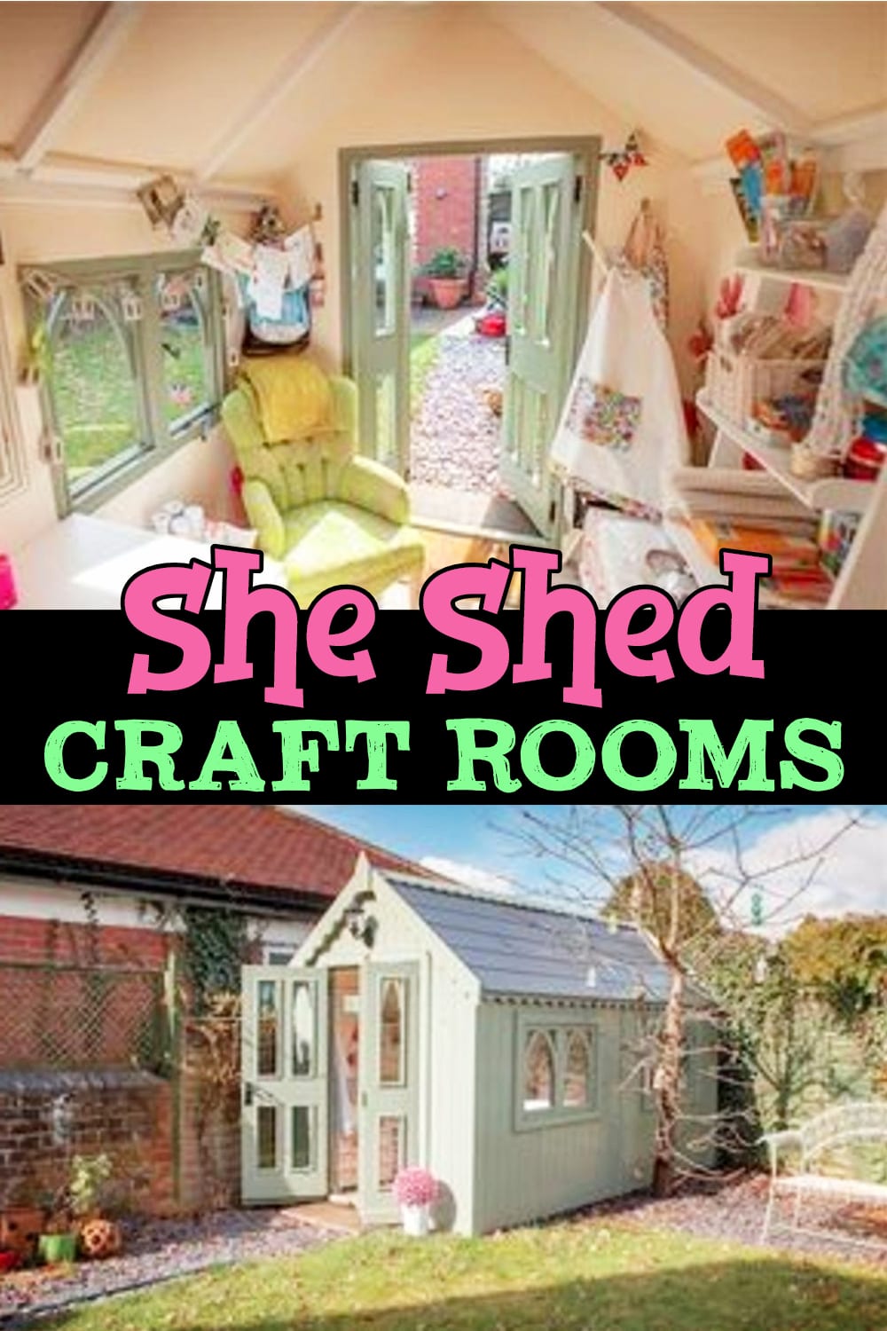 She Shed Ideas - Beautiful She Shed Ideas for a Backyard Retreat, Home Office or Craft Room - she sheds on a budget including she shed ideas interior - she shed ideas woman cave - She Shed Craft Room Ideas as well as she shed ideas interior craft rooms - beautiful DIY Backyard shed craft room ideas and shed office ideas! She Shed Pics, Images and Designs For The Perfect She Shed (or HE shed) - She Shed Cottage Office Ideas Pictures too!