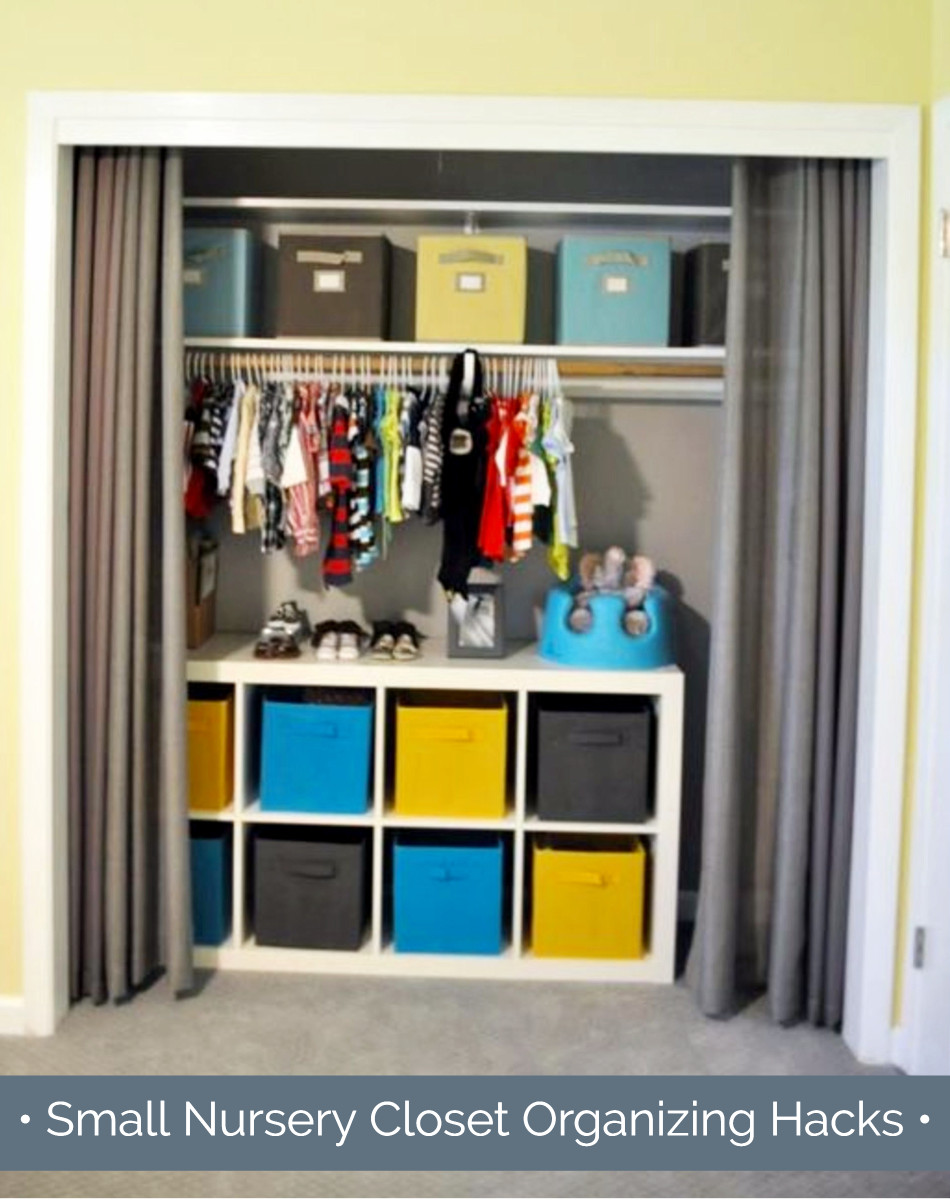 Nursery closet organization hack - smart way to get more room in a small baby nursery closet