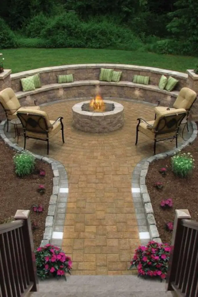 backyard patio fire pit design seating area