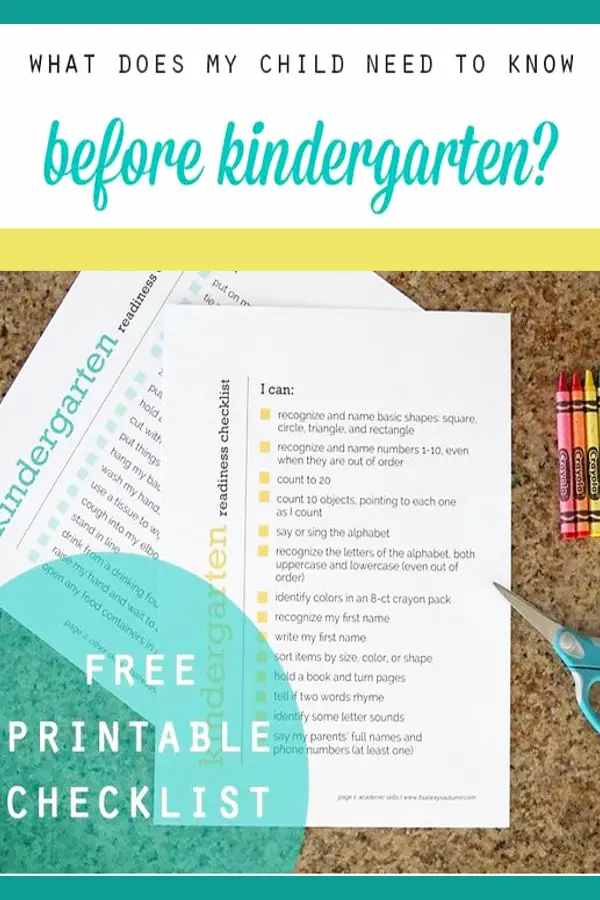 Kindergarten Readiness Checklists Free Printable Worksheets - Such a BIG help getting him ready for his first day of school in Kindergarten!