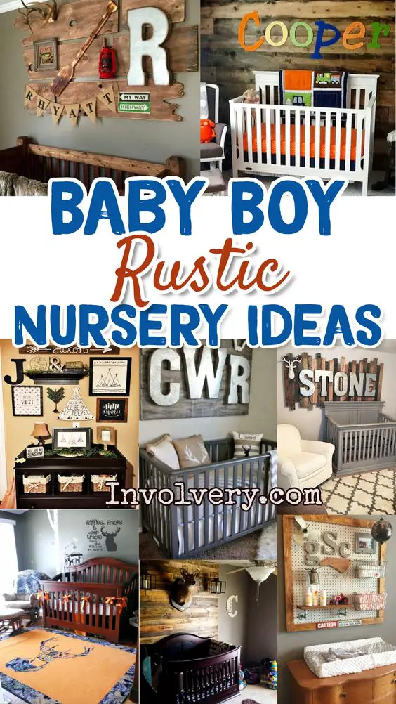 Nursery Ideas and Baby room ideas for baby boy - rustic nursery ideas - super cute and easy DIY nursery decorating ideas to copy.