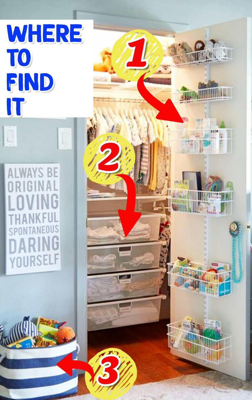 Nursery Closet Organization Ideas - Where To Find the organization products to organize your baby's closet like the picture