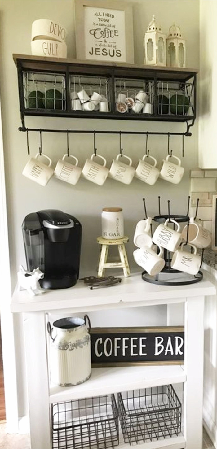 Coffee Corner • Coffee Nook Ideas • DIY Coffee Station Ideas for Kitchen and Coffee Gifts • Unique Coffee Gifts for Coffee Lovers