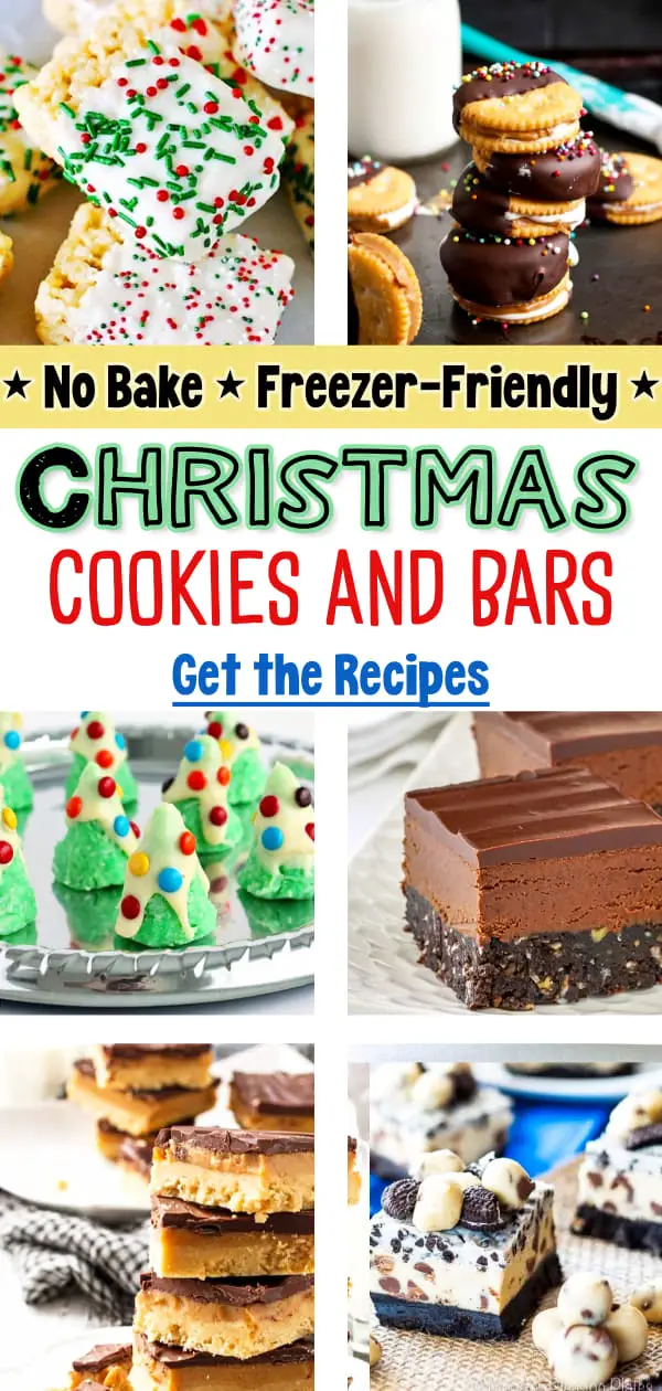 No Bake Christmas Cookies and Bars - Freezer Friendly Sweet treats, Christmas desserts, Christmas sweets and More Super Easy Christmas Goodies you can make ahead and freeze for easy Christmas sweet treats for a crowd, holiday party or to give as Christmas sweets gifts.