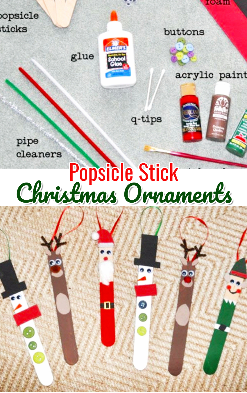 Craft stick Christmas ornaments for the kids to make - easy popsicle craft ideas