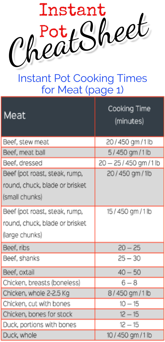 Instant Pot Cooking Times for Meat (page 1 of 2) instant pot tips and tricks for beginners