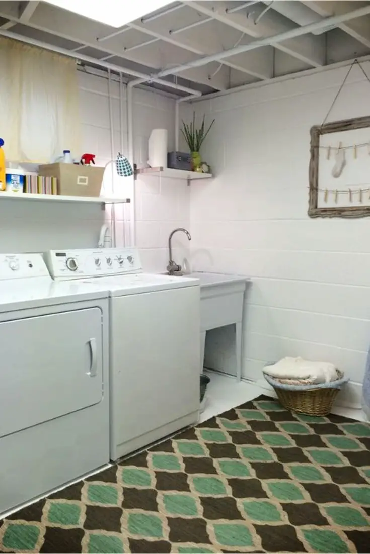 Laundry Nook Ideas - Basement Laundry Rooms - Basement Laundry Area - DIY Basement Laundry Nook