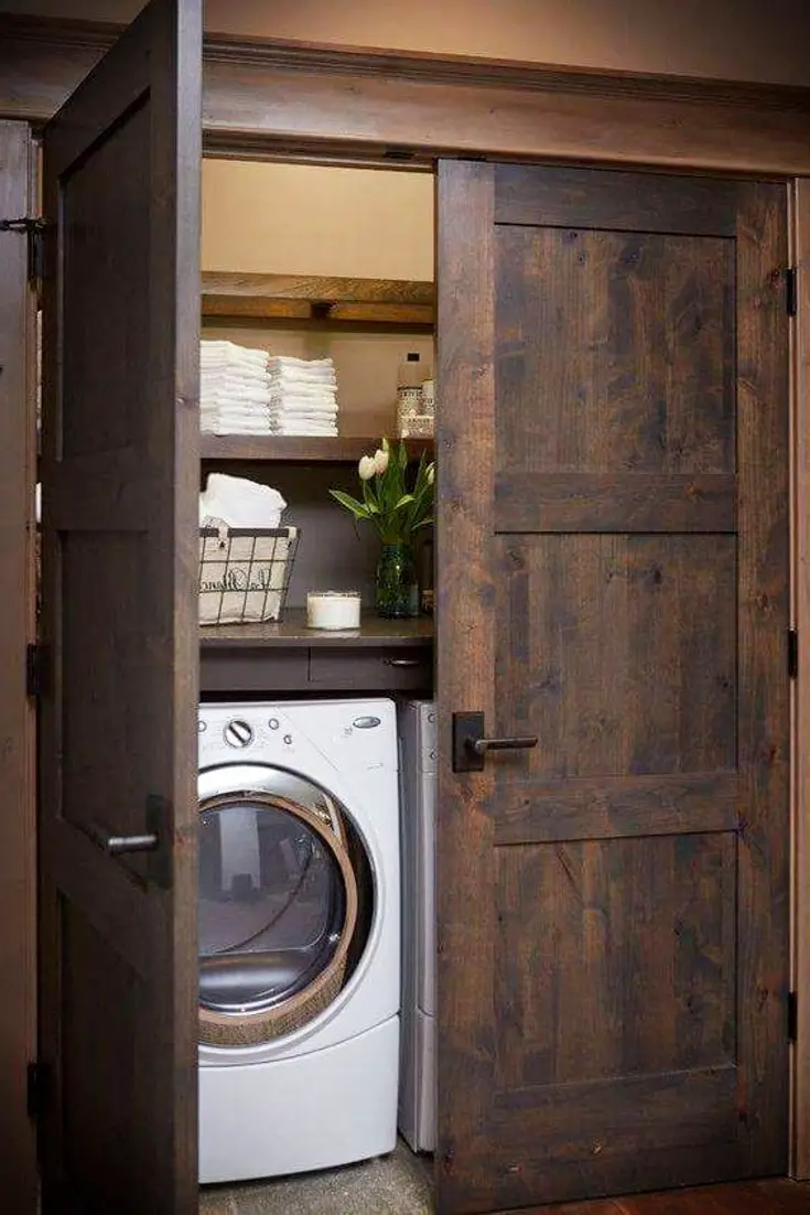 Laundry Nook In Kitchen - how to hide washer and dryer in kitchen - DIY Kitchen Laundry Nook Ideas