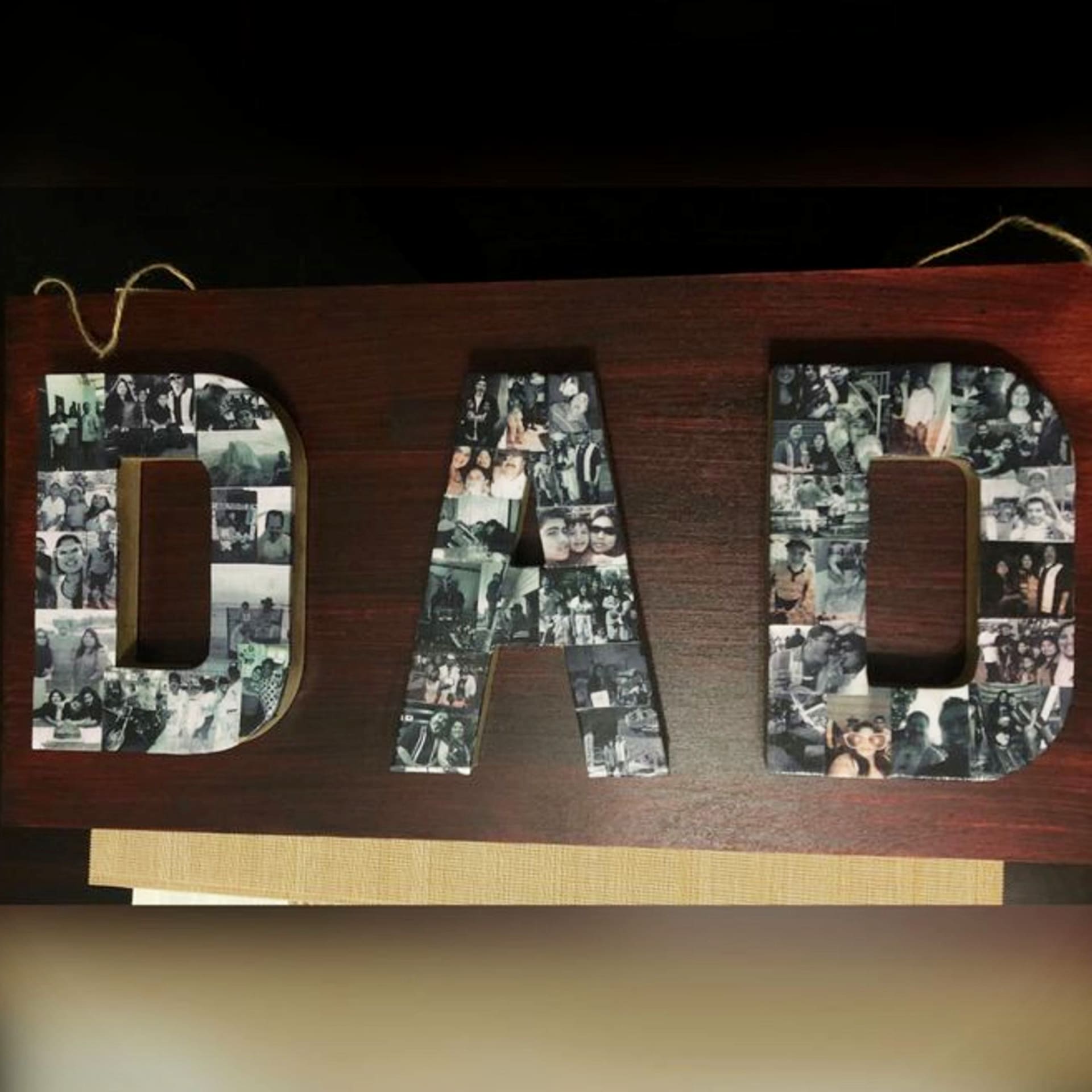 DIY picture collage letters ideas - photo collage letters spelling words - like this Dad picture collage - what a great handmade gift idea for Dad for Fathers' day or his birthday