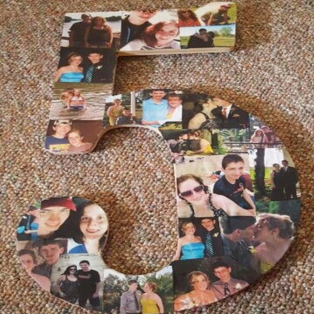 Simple DIY picture collage letters and numbers for handmade gifts and unique wall decor - Photo Collage on Wood DIY ideas and video tutorial