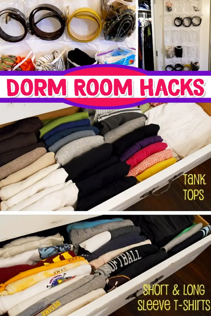 DIY Dorm Room Ideas - College dorm decorating and organizing and brilliant dorm room hacks