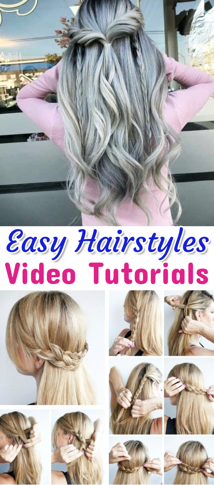 Lazy Hairstyles - Easy hairstyle ideas video tutorials - easy step by step instructions - lazy hairstyles of medium hair, long hair, short hair, for work, for school or just simple messy hairstyles for lazy days (great for beginners)
