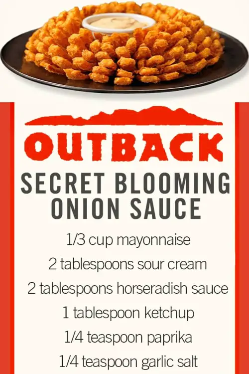 Copycat restaurant recipes for Outback Steakhouse: Bloomin Onion Sauce Recipe - Easy recipes to try that taste just like recipes from your favorite restaurants.  Folks, this is THE secret to frugal eating with a large family - eat at home!  Cooking in an air fryer?  Try this easy onion ring dipping sauce for your homemade onion rings or french fries (or any friend foods).  It's our favorite appetizer dips for party entertaining a crowd!