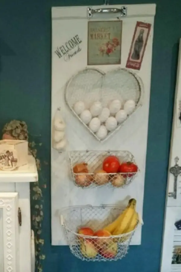 wall fruit basket ideas and PICTURES - DIY hanging fruit and vegetable baskets with 3- tier of 4- tier of storage baskets
