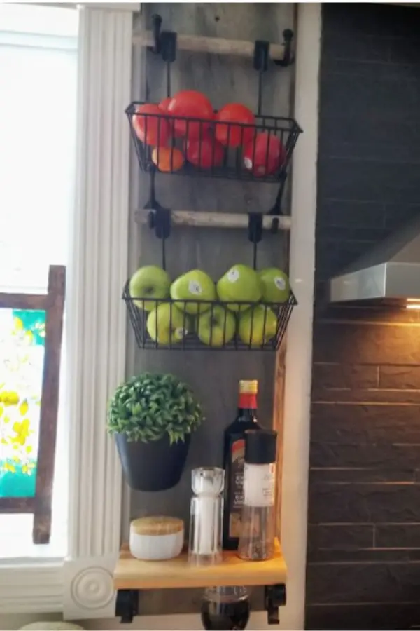 wall baskets storage for kitchen organization and more counter space - wall hanging fruit baskets DIY ideas