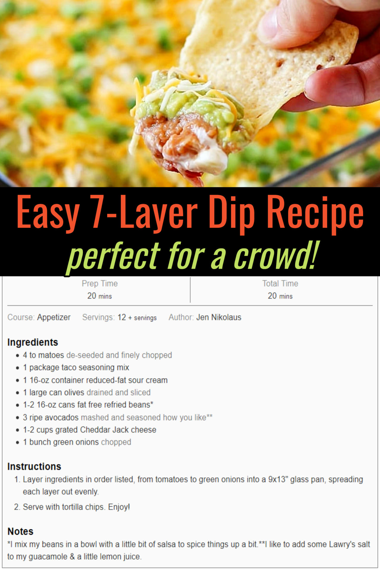 easy 7 layer dip recipe for a crowd