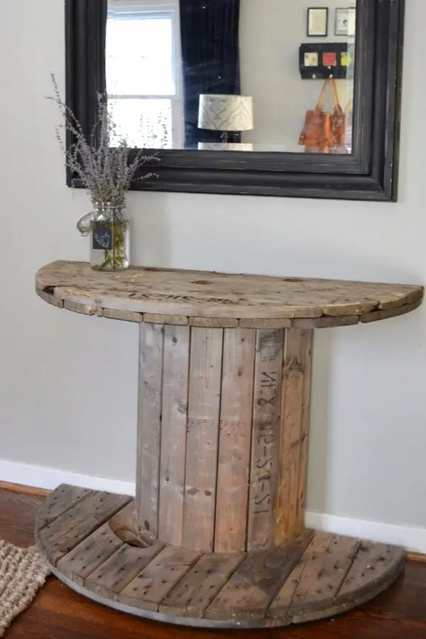 Cheap Rustic Decor Ideas for the Foyer - cable spool foyer table - Easy DIY Rustic Home Decor Ideas on a Budget