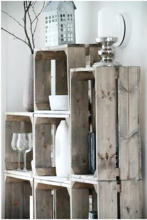 Rustic Crates as Wall Shelves - Easy DIY Rustic Home Decor Ideas on a Budget