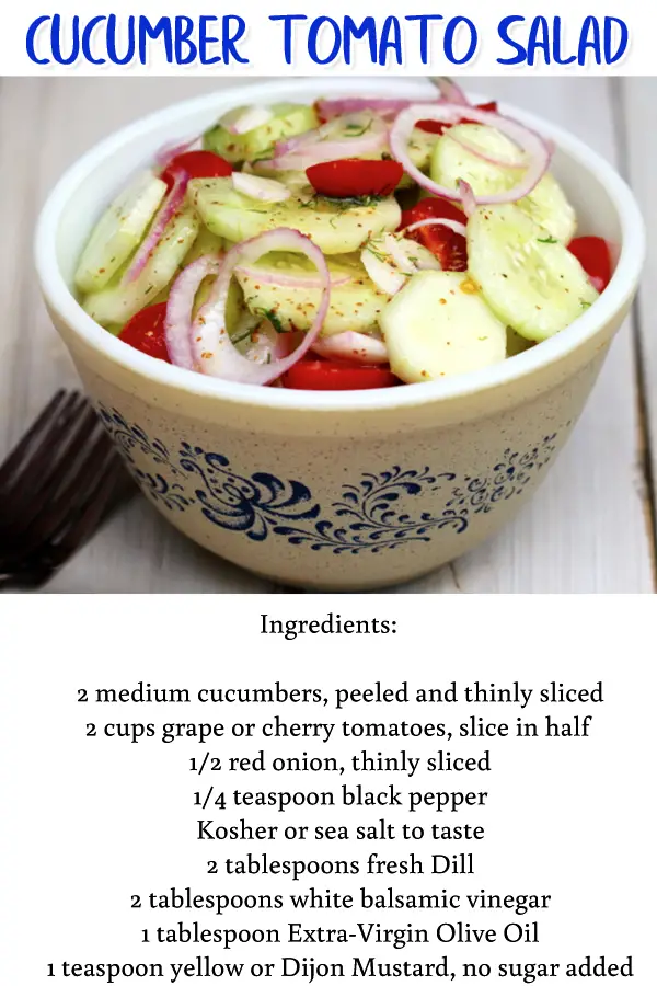 Summer Cookout Side Dish Ideas - Cucumber Tomato Salad - this easy BBQ party side dish is perfect for a large group and super easy to make - easy food ideas for family summer BBQ cookout or a neighborhood block party