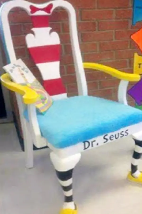 Fun activity for kids and you to do together this summer - turn an old chair into a Dr Seuss chair - See more summer crafts and activities on this page