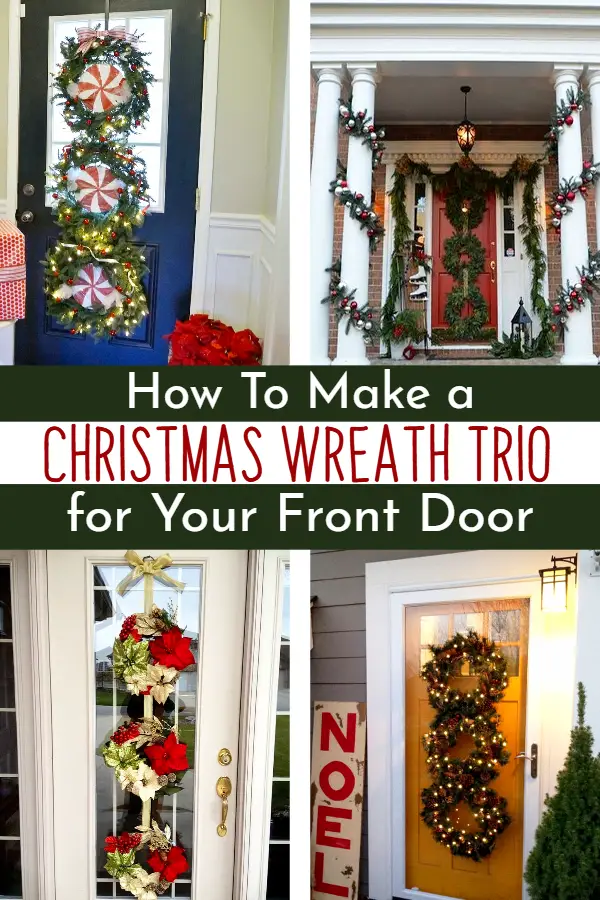 Christmas wreath trio ideas - how to make a triple Christmas wreath for your front door