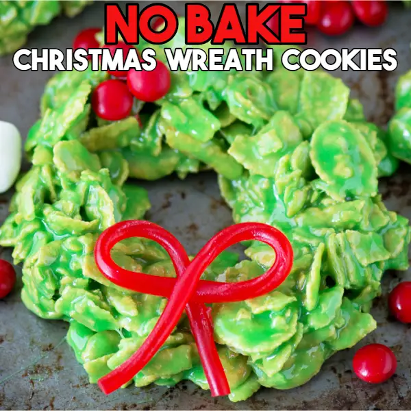 No Bake Christmas Cookie ideas - No Bake Wreath Cookies - Creative and Easy Christmas Desserts for a Party or for a Crowd