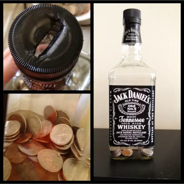 Jack Daniels Bottle Crafts - DIY Jack Daniels change bank