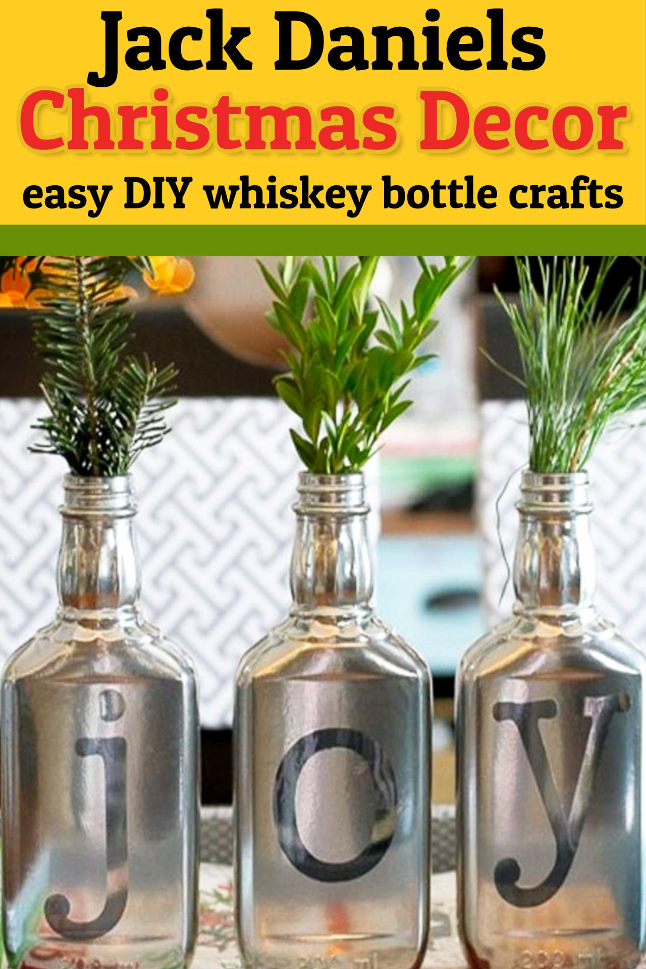 Jack Daniels Christmas Decor Ideas and more Whiskey Bottle Crafts