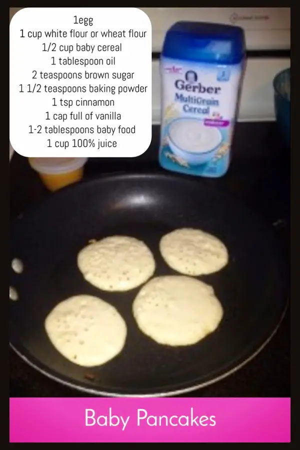 Baby led weaning recipes - baby led weaning first foods.  ST1182019 These baby led weaning baby pancakes are wonderful!  Made with baby cereal and baby food - and baby LOVES them!
