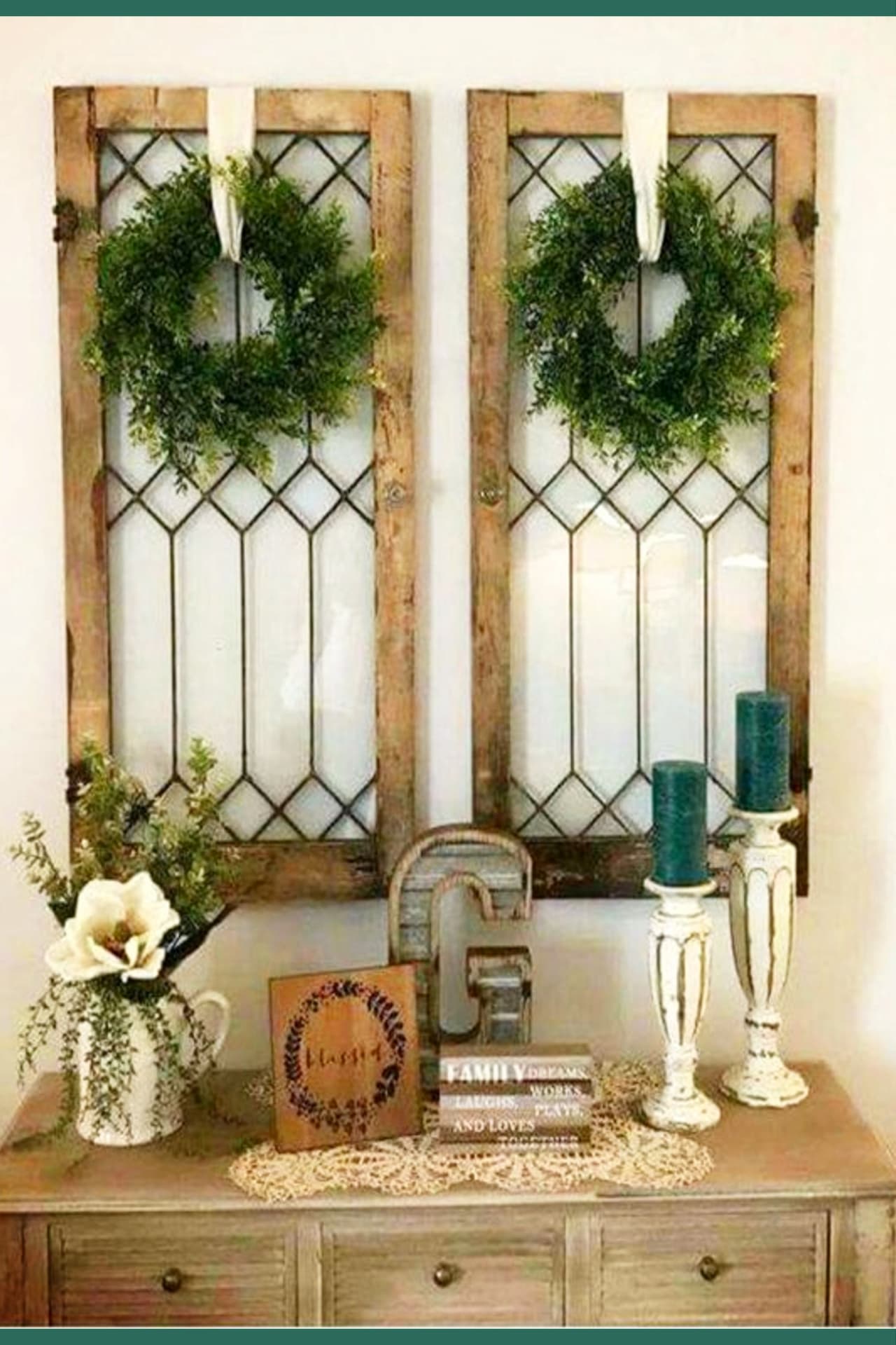 Entryway Wall Decor Ideas and Pictures of Small Foyer Decorating Ideas - Small Foyer or entryway hall decor idea for a farmhouse style entry hall - Small Foyer Wall Ideas - small foyer wall decorating ideas for very small entryways (like small apartment foyers) - see lots more small foyer ideas on a budget