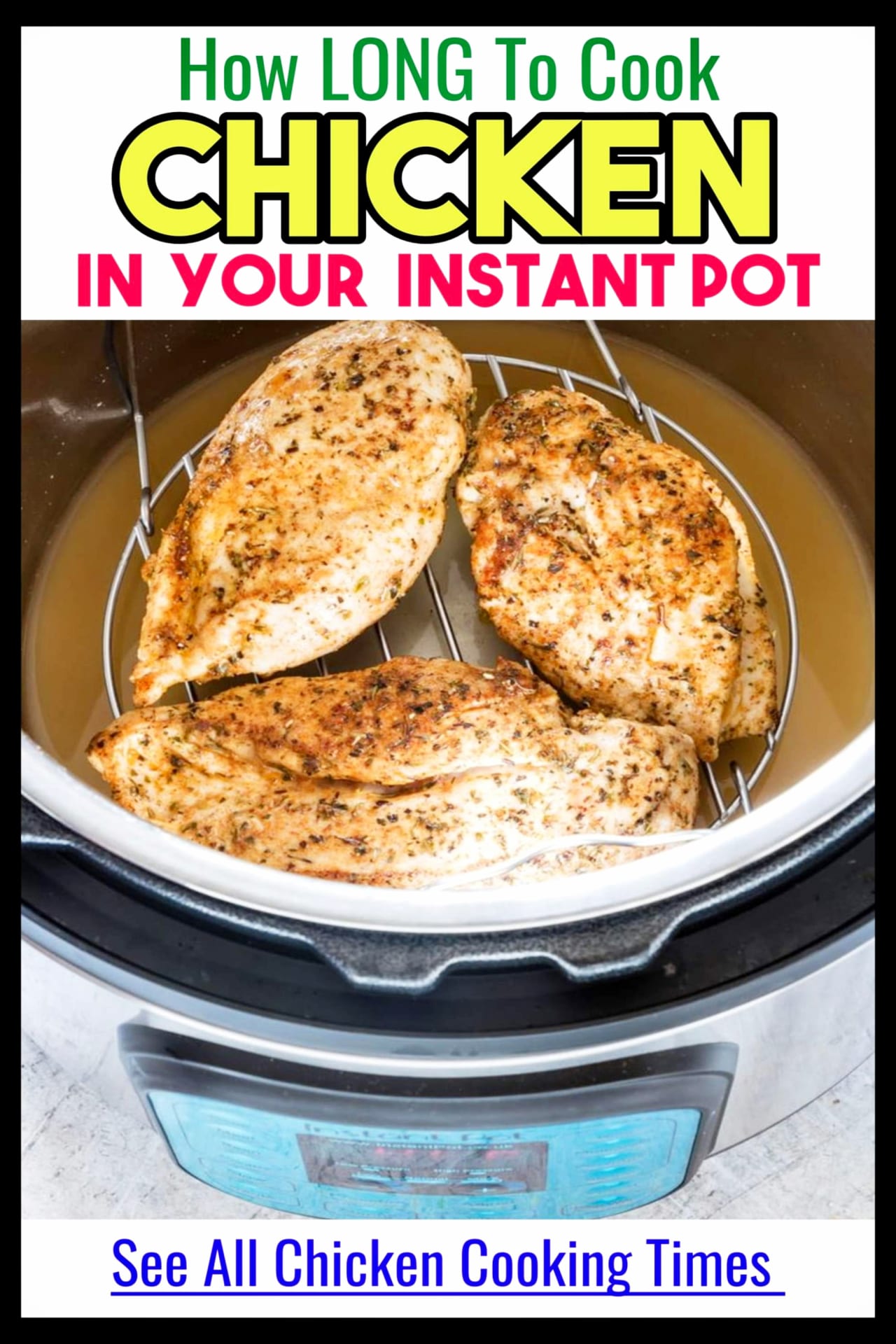 Instant Pot Recipes- easy dinner recipes cooking with an Instant Pot one pot pressure cooker - also, Instant Pot cooking times cheat sheets and cooking times for chicken