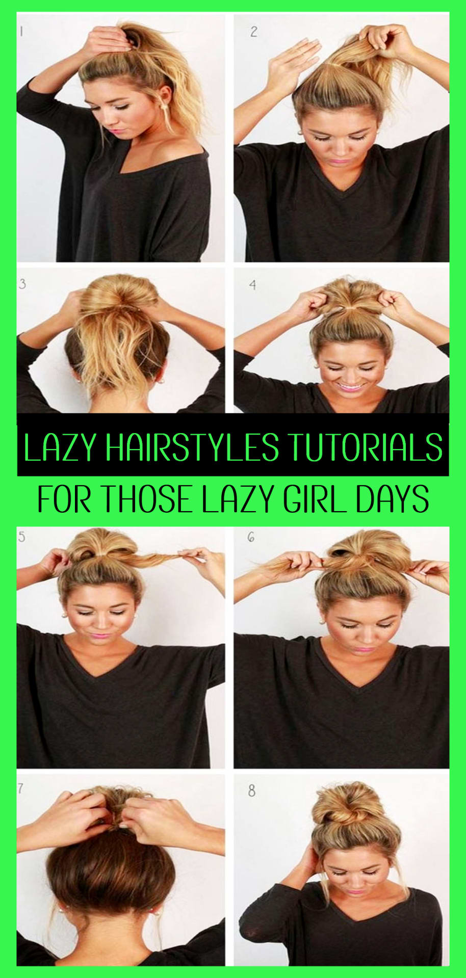 Lazy Hairstyles!  Quick messy lazy hairstyles for school or for work - easy messy bun hairstyles tutorials for lazy girls