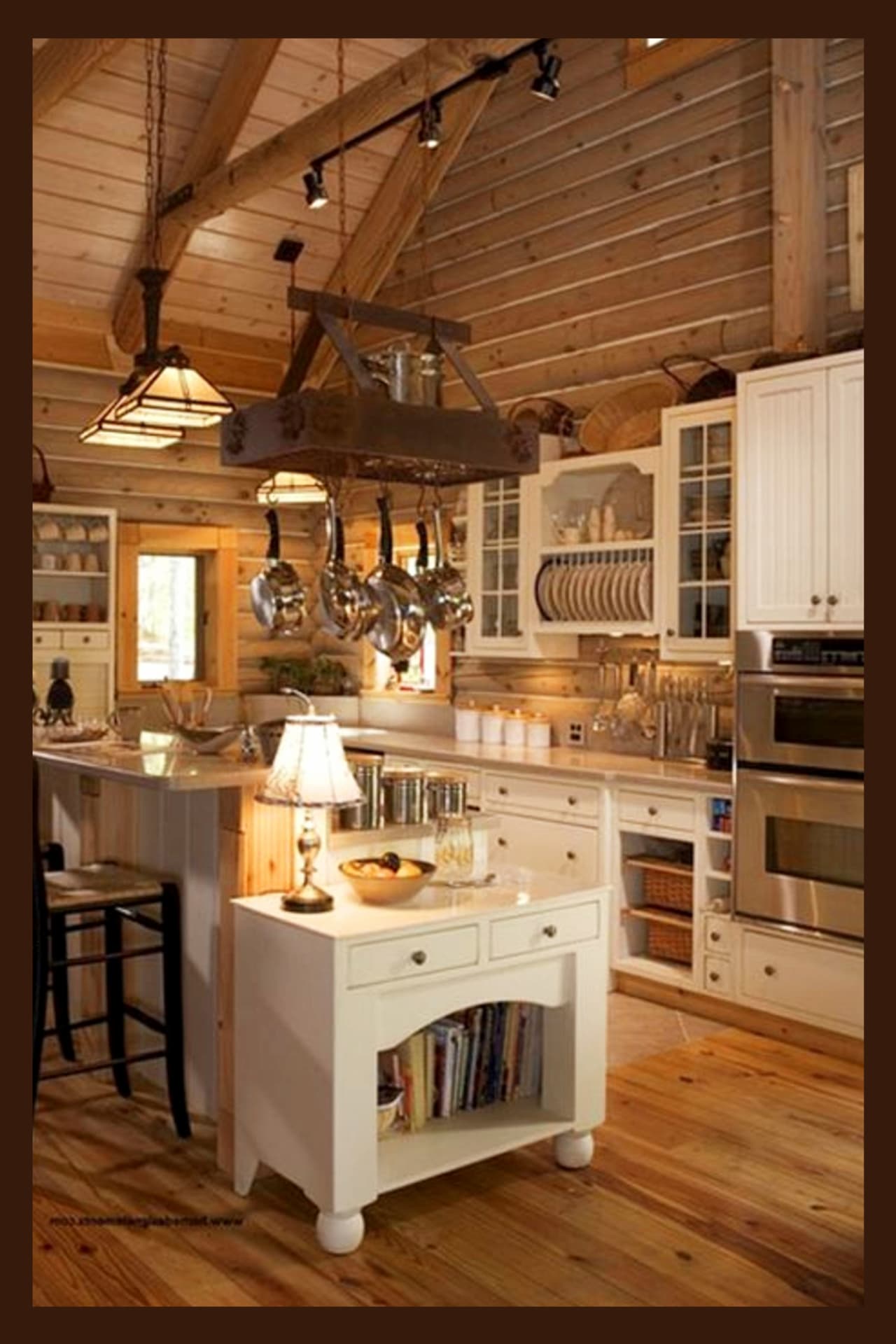 Lake house kitchen ideas for a rustic cottage kitchen on a budget - love the simple open floor plan and small spaces decor of this rustic lake house kitchen