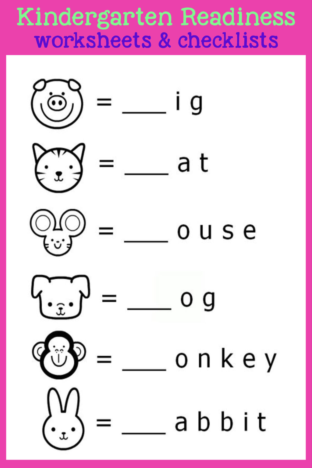 Kindergarten Readiness Test Printable