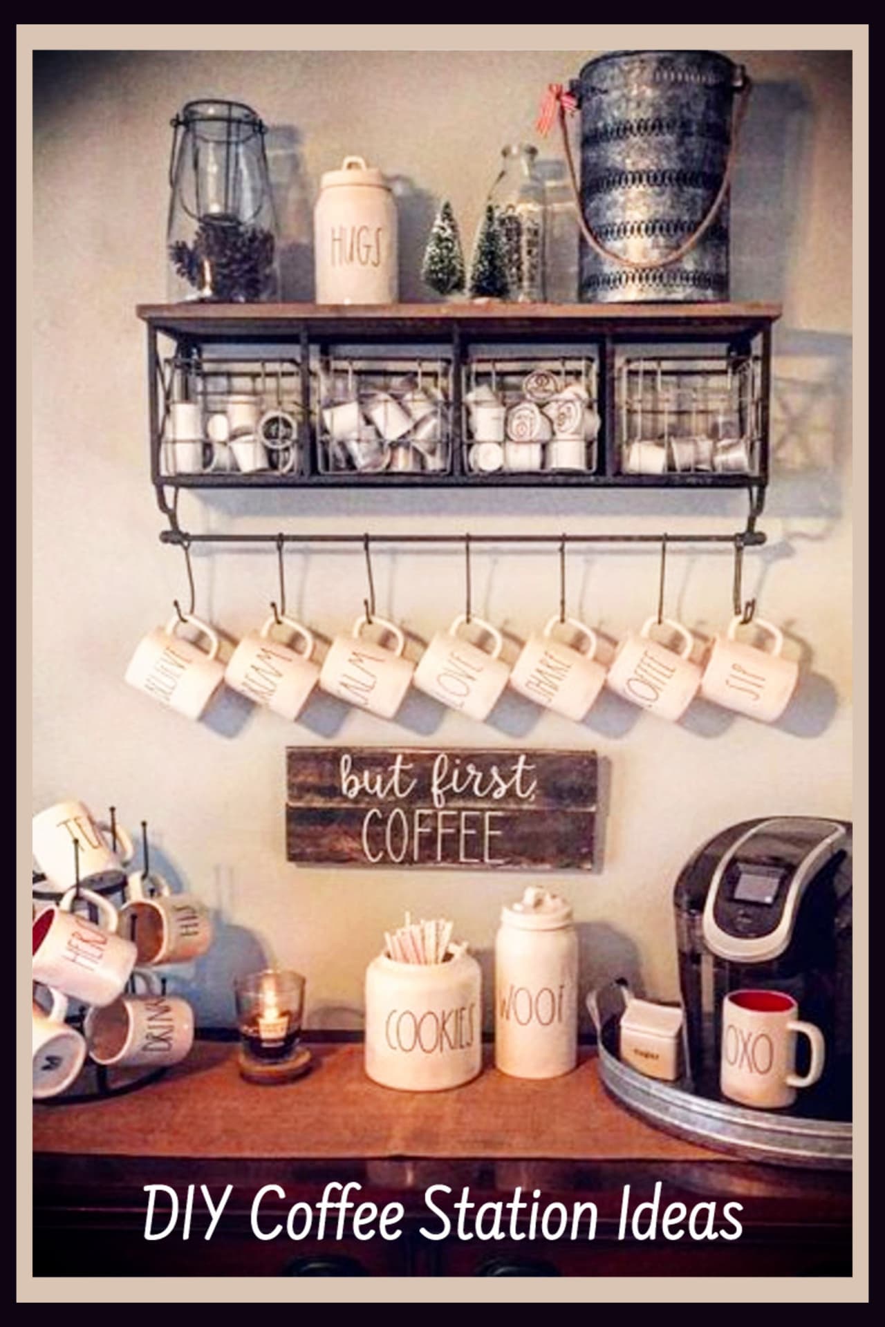 Coffee Bar Ideas - simple kitchen coffee bar ideas including small countertop coffee bar ideas and corner coffee bar ideas.  Gorgeous farmhouse coffee bars and rustic coffee bar coffee station ideas too.  Easy DIY coffee bar ideas for all size kitchens - even kitchens in apartments