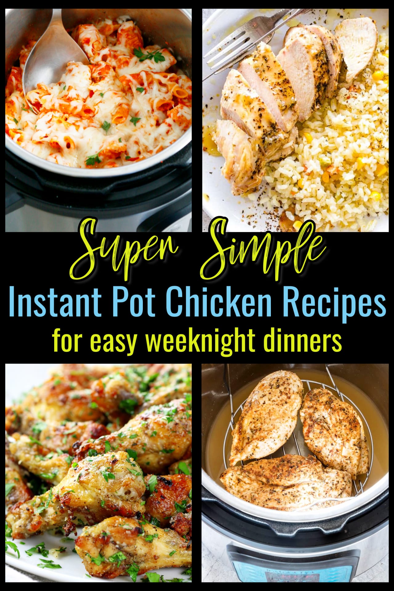 Instant Pot Chicken Recipes For Easy Weeknight Dinners - these super simple Instant Pot chicken recipes make for fast and easy meals when you need recipes for dinner tonight.  Easy one pot pressure cooker meals made with fresh or frozen chicken - perfect instant pot chicken recipes for beginners