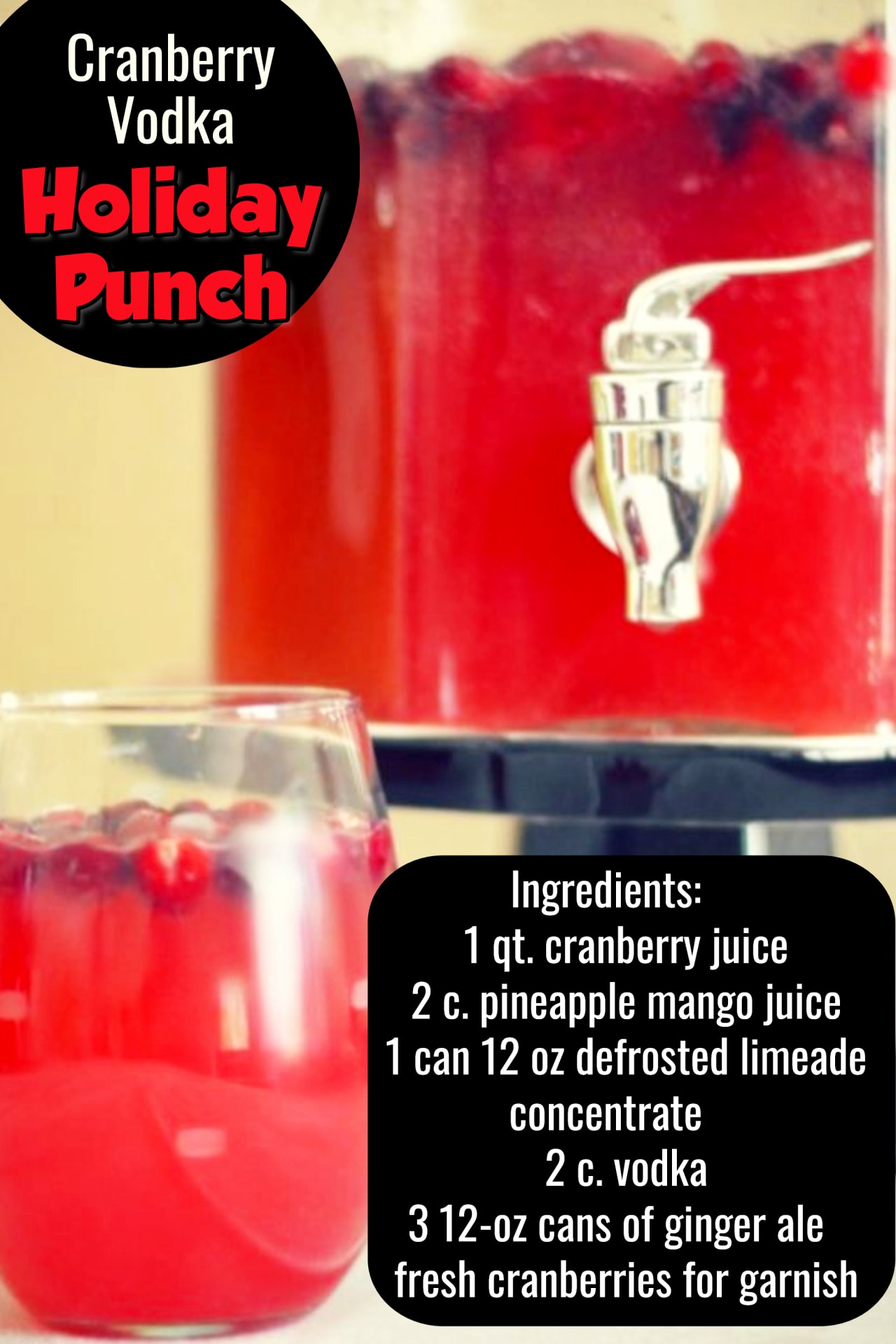 Cranberry Vodka Punch Recipe - Easy Punch Recipes for a Crowd and Easy Party Drinks Ideas - Cranberry Vodka Punch, Pineapple Orange Juice Alcoholic Drinks, Punch for 50 and Simple Punch Recipes for a Crowd, Party, Brunch, Cookout or Bridal Shower - non-alcoholic punch recipes and simple alcoholic punch recipes, non-alcoholic holiday punch, easy fruit punch recipes, easy punch recipes with sprite and pineapple juice, jungle juice recipe with fruit