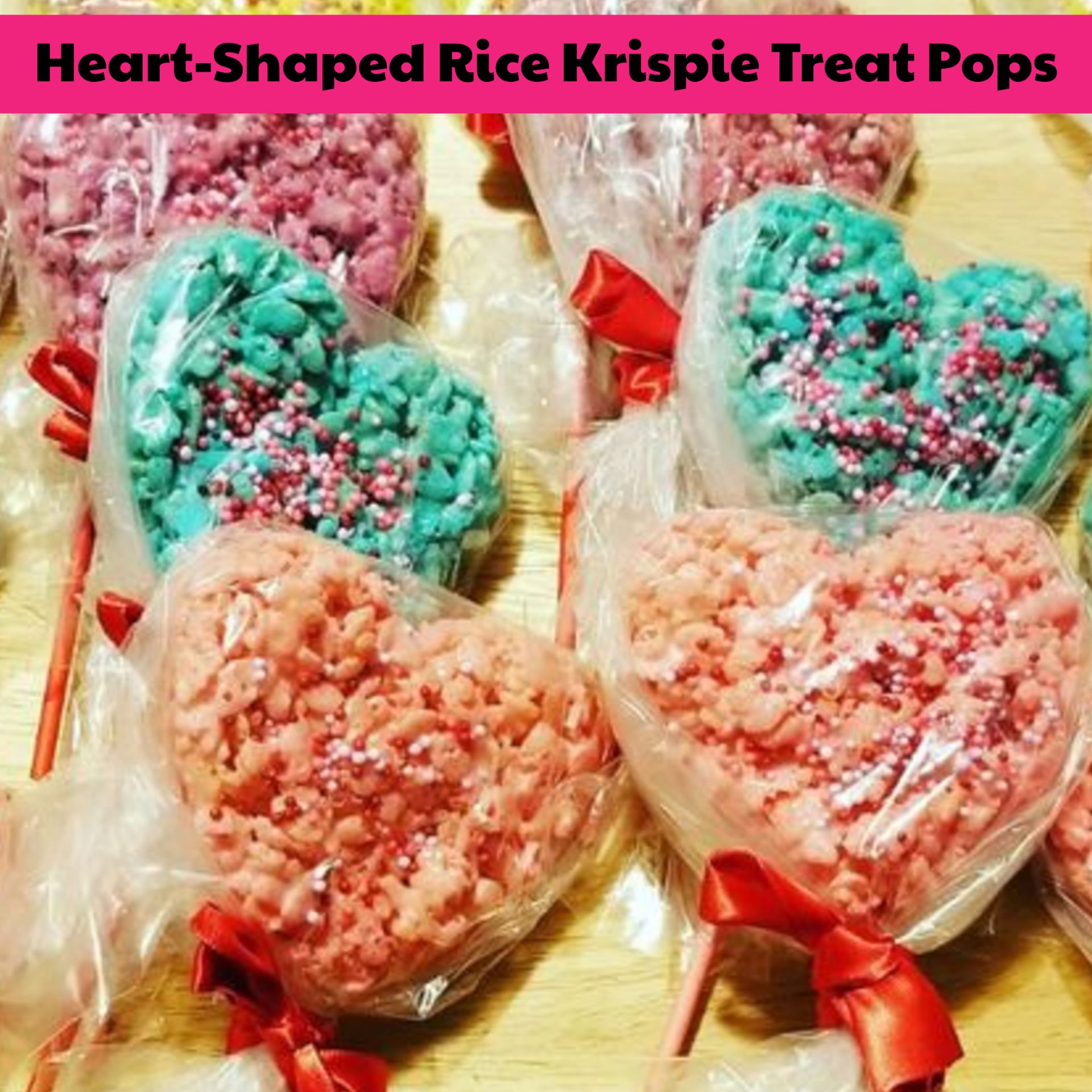 DIY school valentines for classroom, teachers or fun food for a Valentine's Day party at school - fun and easy Rice Krispie treats for parties