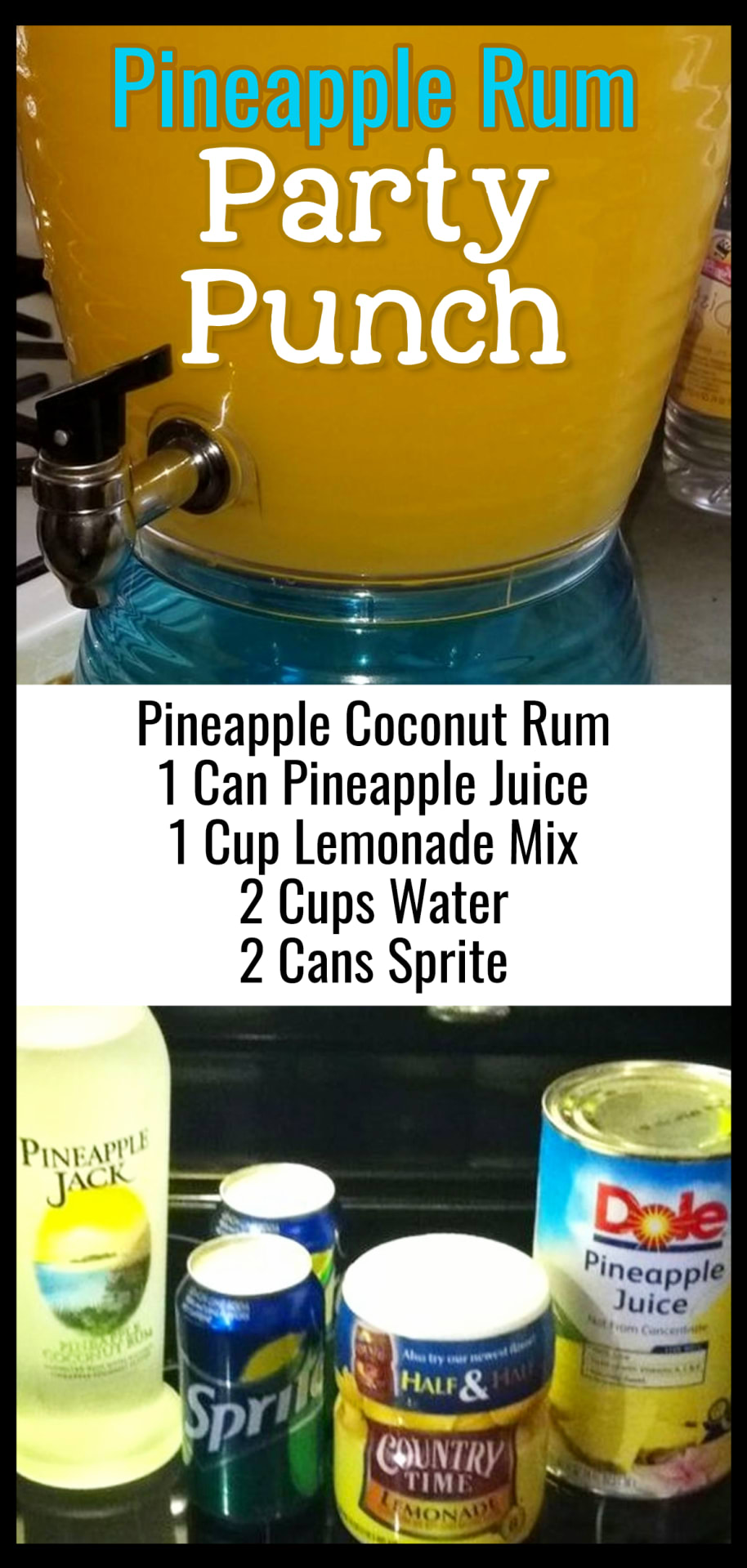Pineapple Rum Party Punch Recipe - Easy Punch Recipes for a Crowd and Easy Party Drinks Ideas - Cranberry Vodka Punch, Pineapple Orange Juice Alcoholic Drinks, Punch for 50 and Simple Punch Recipes for a Crowd, Party, Brunch, Cookout or Bridal Shower - non-alcoholic punch recipes and simple alcoholic punch recipes, non-alcoholic holiday punch, easy fruit punch recipes, easy punch recipes with sprite and pineapple juice, jungle juice recipe with fruit