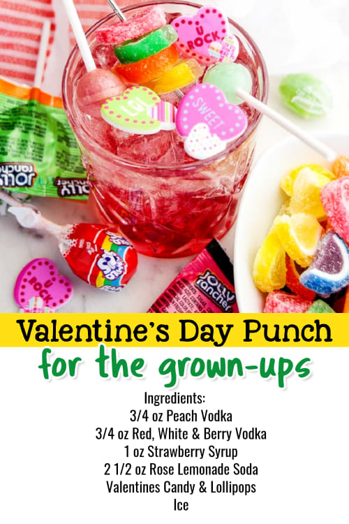 Valentines Day Party Punch - Valentines Party Ideas for Adults. Valentines Day drinks & alcoholic party punches for a crowd or for two. Vodka punch recipes for parties - easy vodka party  punch recipes with strawberries and candy.