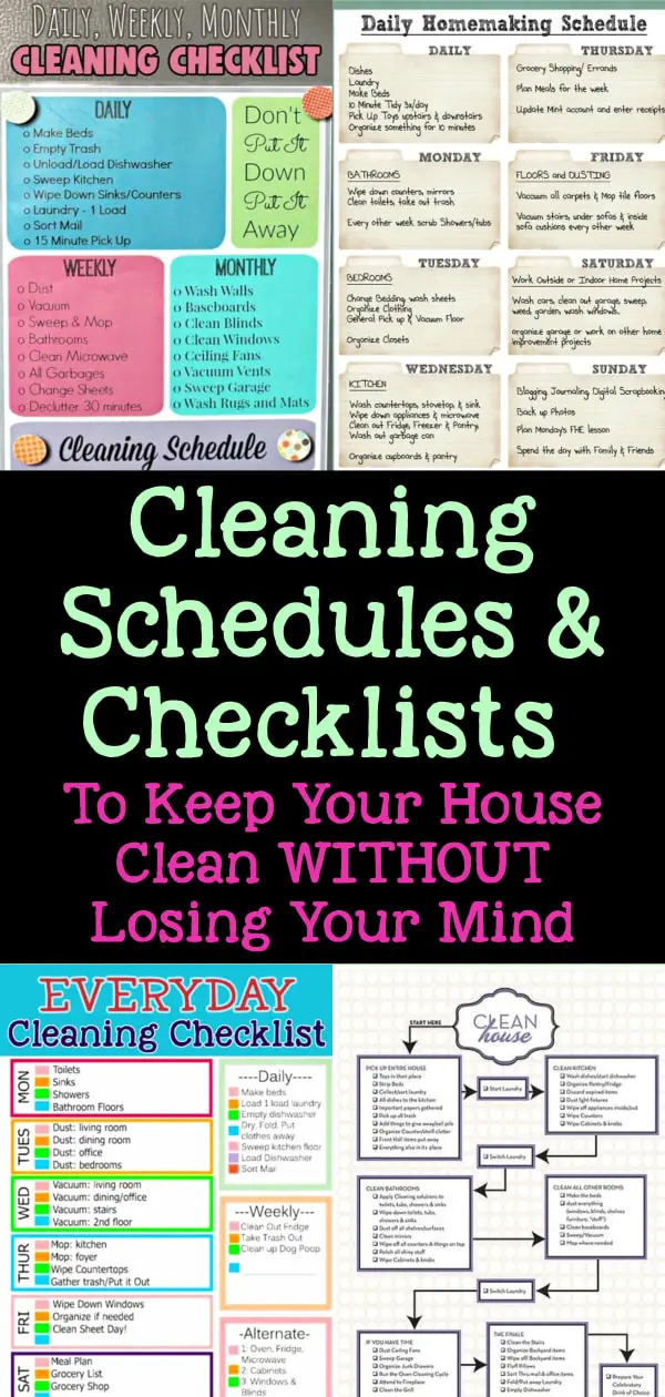 Cleaning schedules and cleaning checklists - weekly house cleaning schedule and cleaning routine checklist, daily weekly monthly cleaning schedule, monthly housekeeping schedule and everyday cleaning check lists printable daily cleaning rota